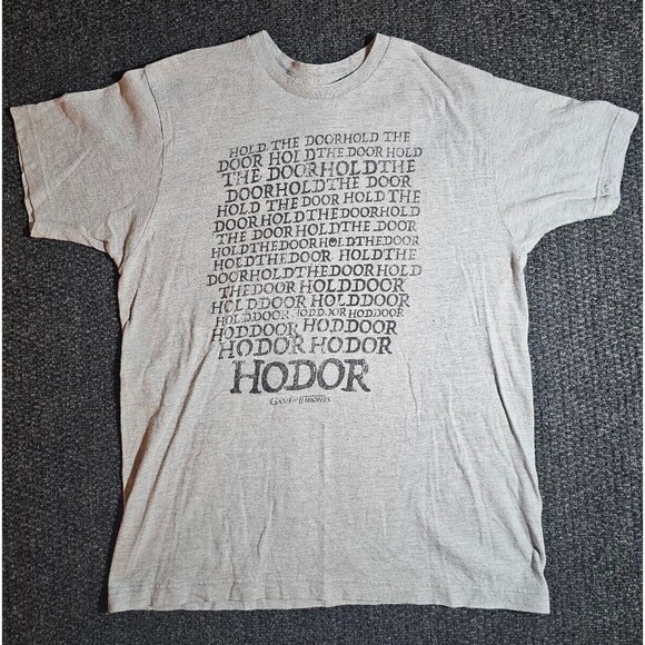 Game Of Thrones Large Mens T-Shirt Gray HODOR HOLD THE DOOR Official GOT TV - Picture 4 of 6